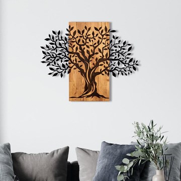 Vægdækoration 72x58 cm træ/metal trædesign