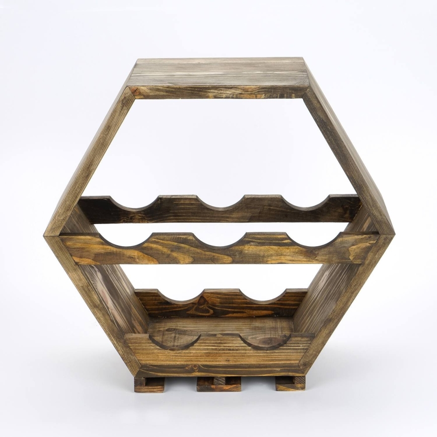 Vægholder til vin 46x42 cm grantræ/metal
