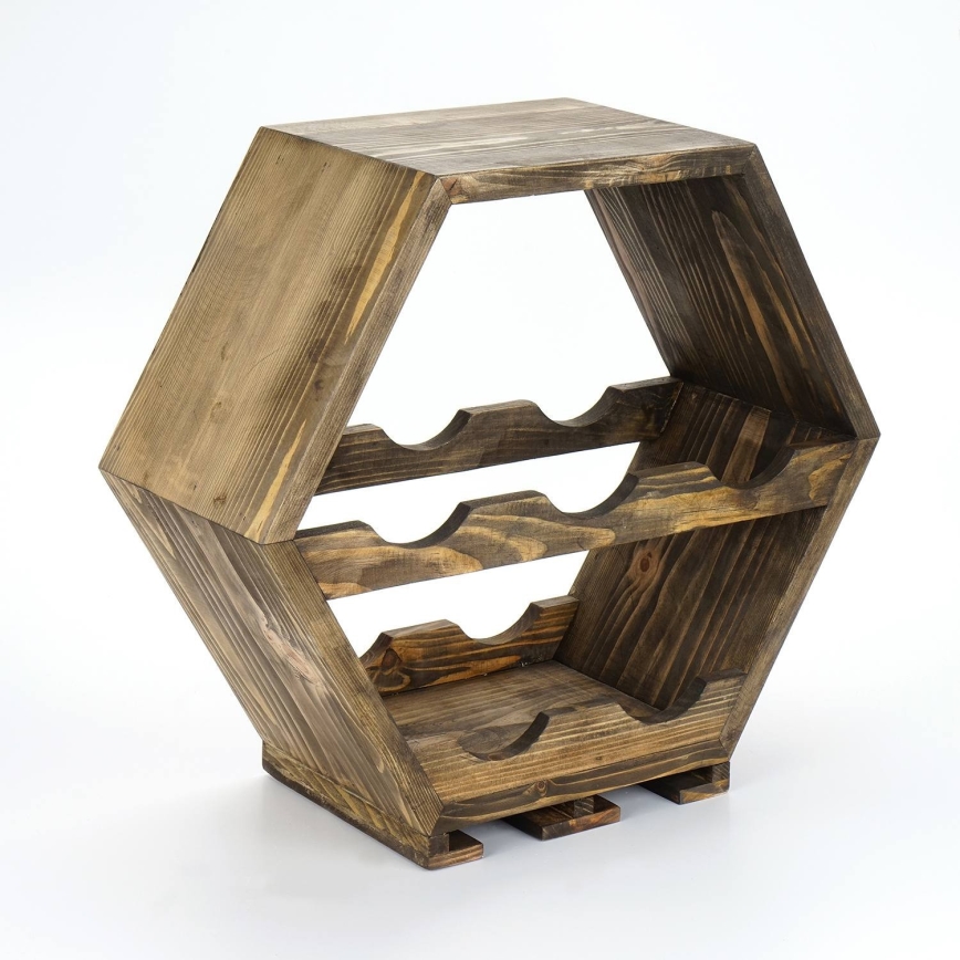 Vægholder til vin 46x42 cm grantræ/metal