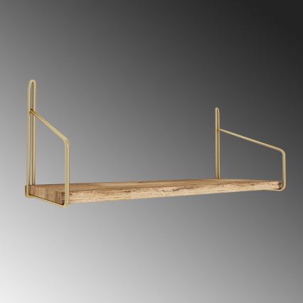 Væghylde 45x16 cm eg/guldfarvet