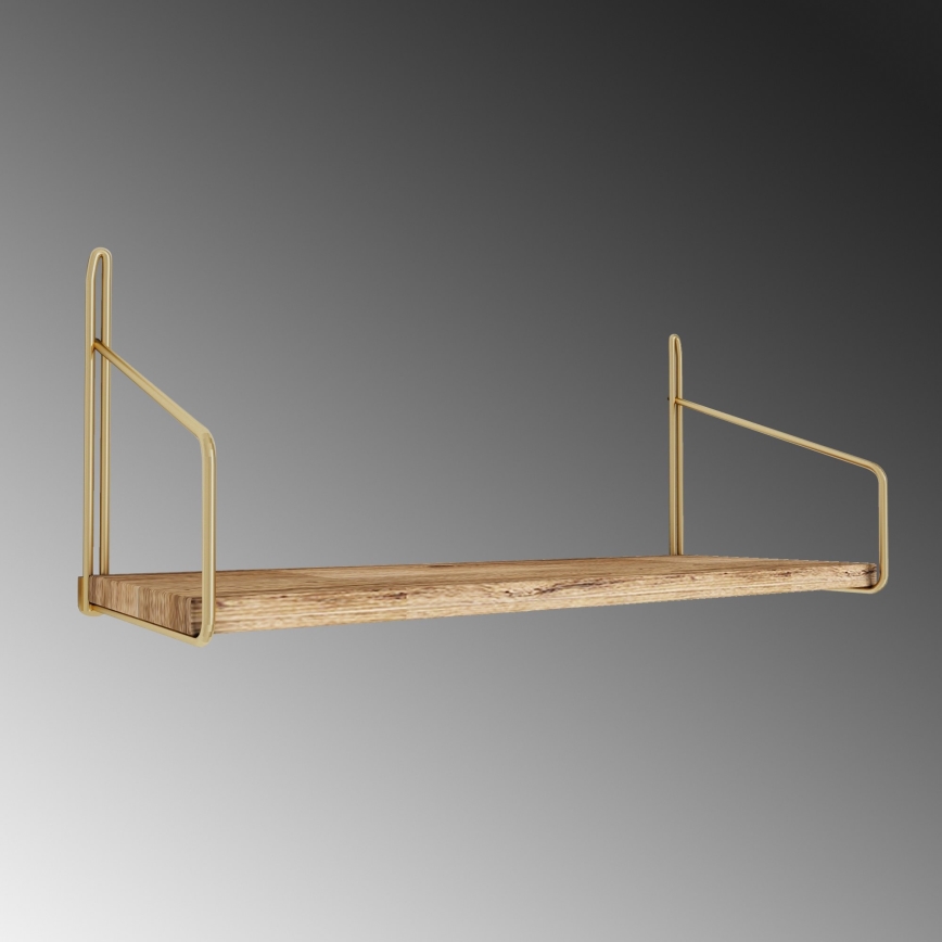 Væghylde 45x16 cm eg/guldfarvet