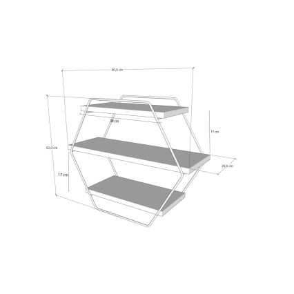 Væghylde AZRA 52x60 cm brun/sort