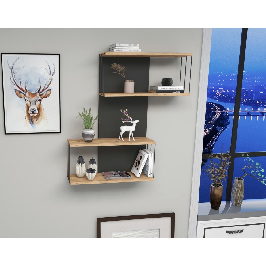 Væghylde DESTAN 65x96x19 cm antracit/brun