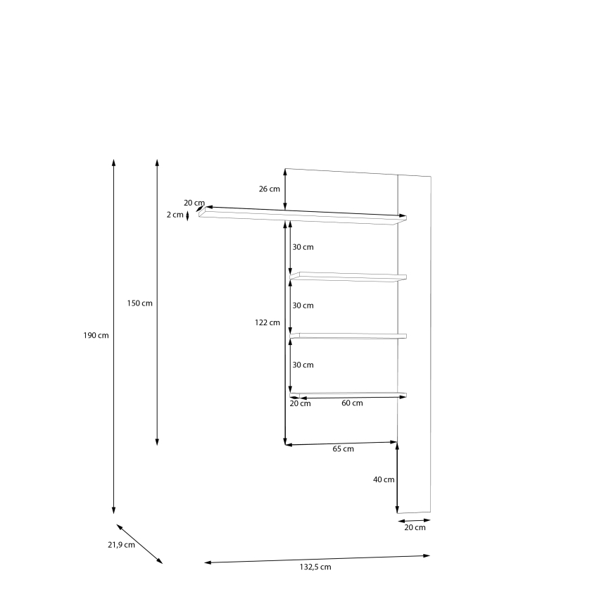 Væghylde INAR eg/sort