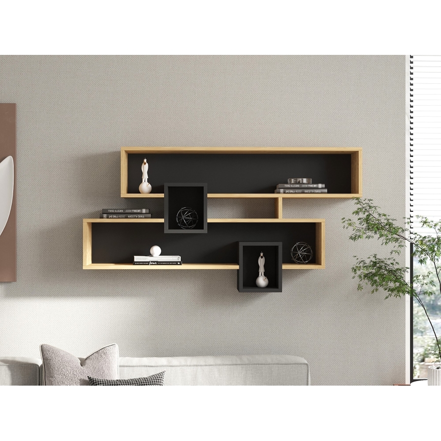 Væghylde KAREN 120x72,2 cm brun/antracit