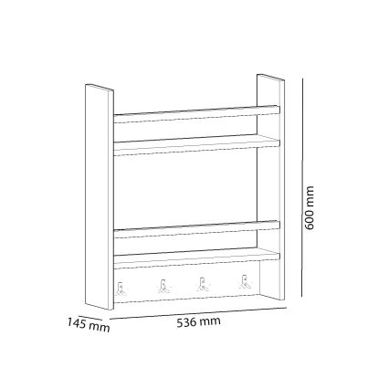 Væghylde med knagerække HARLEY 60x53,6 cm hvid