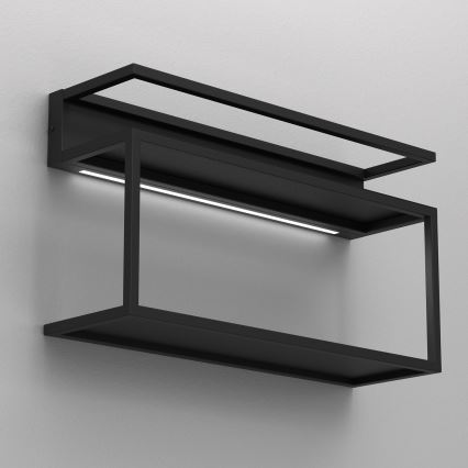 Væghylde med LED-belysning SHELF 33x60 cm sort