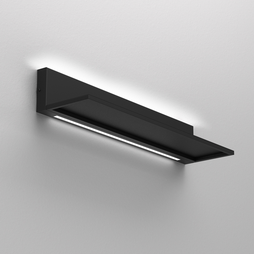 Væghylde med LED-lys SHELF 10x60 cm sort