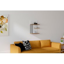 Væghylde NEZMA 60x40 cm hvid/brun/sort