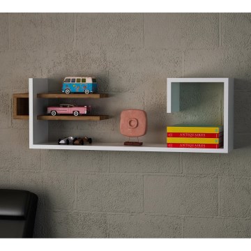 Væghylde STOR 30x90 cm hvid/brun