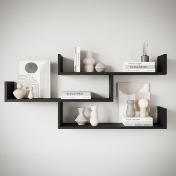Væghylde TRIO 119x55 cm i sort grafit