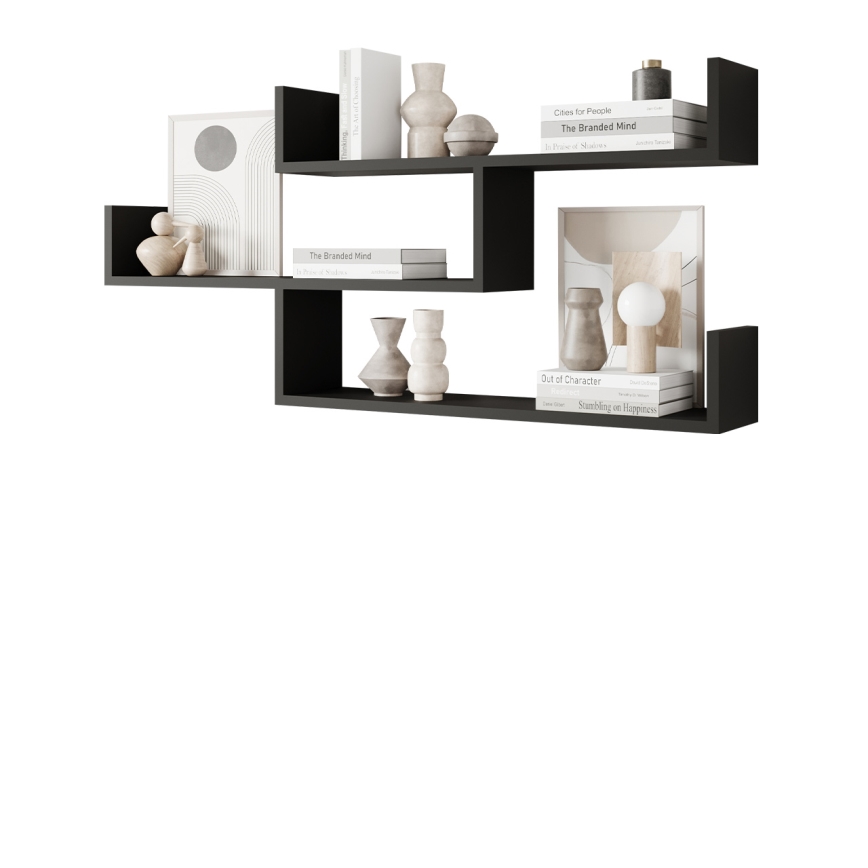 Væghylde TRIO 55x119 cm sort grafit