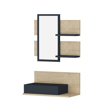 Væghylde + wall spejl med en hylde MIMOZA eg/antracit