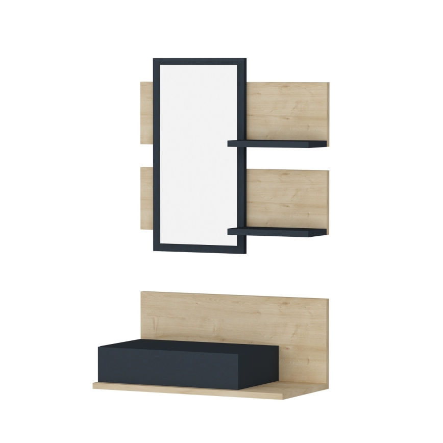 Væghylde + wall spejl med en hylde MIMOZA eg/antracit