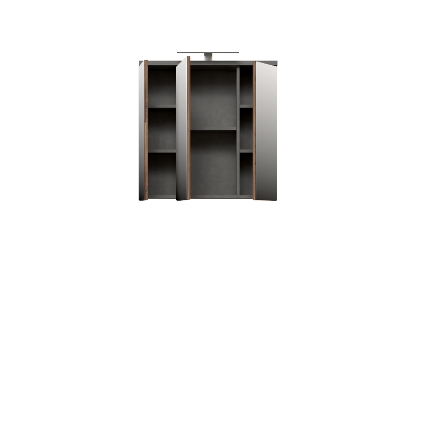 Væghængt badeværelsesskab med spejl VENOM, antracit/brun