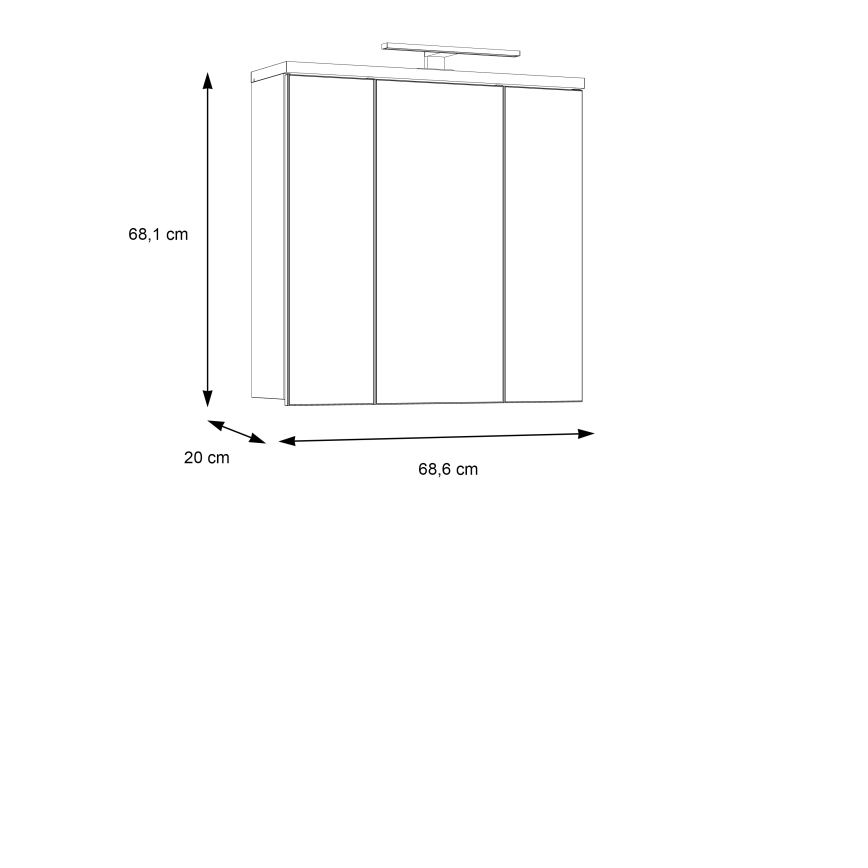 Væghængt badeværelsesskab med spejl VENOM, antracit/brun