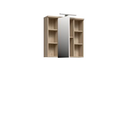 Væghængt badeværelsesskab med spejl VENOM hvid/sonoma-eg