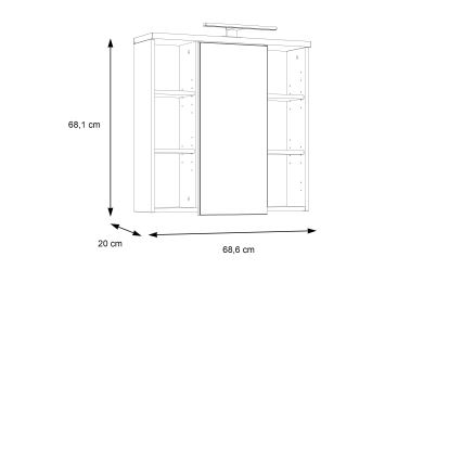 Væghængt badeværelsesskab med spejl VENOM hvid/sonoma-eg
