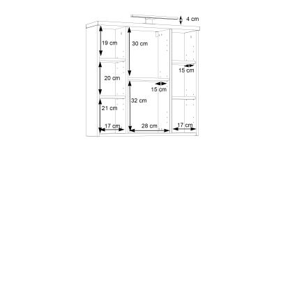 Væghængt badeværelsesskab med spejl VENOM hvid/sonoma-eg