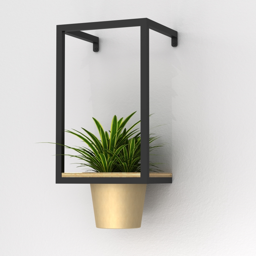 Væghængt blomsterkrukke 38x18 cm gylden