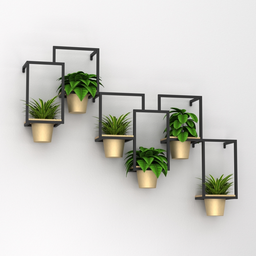 Væghængt blomsterkrukke 38x18 cm gylden