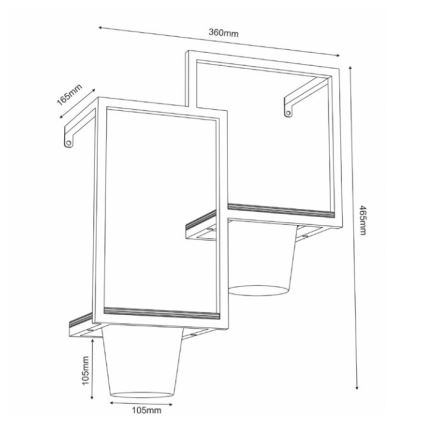 Væghængt blomsterkrukke 46x36cm gylden