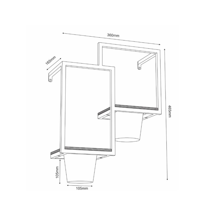 Væghængt blomsterkrukke 46x36cm gylden
