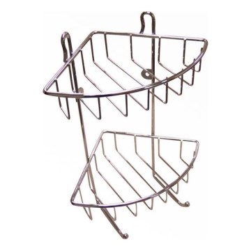 Væghængt brusehylde i 2 niveauer 22,5x30 cm skinnende krom