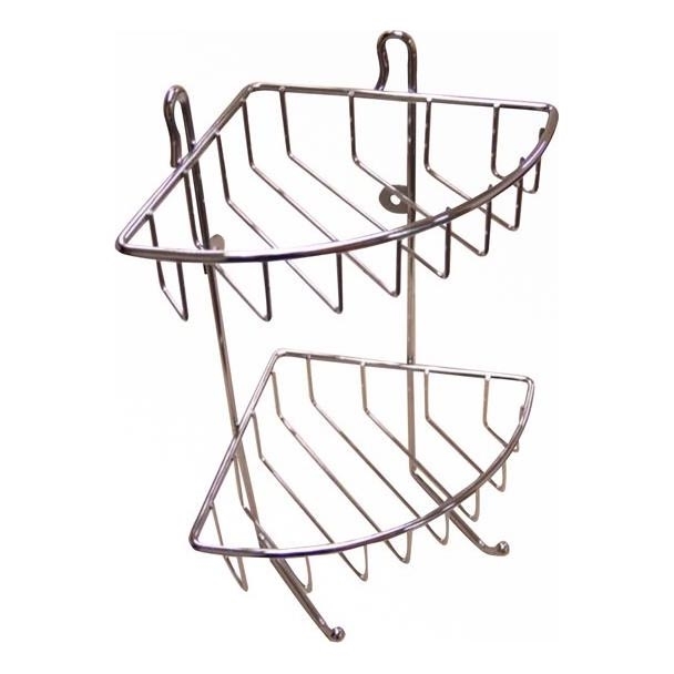Væghængt brusehylde i 2 niveauer 22,5x30 cm skinnende krom