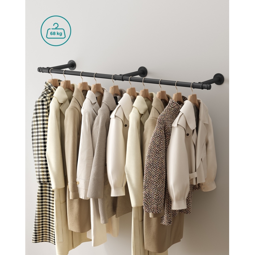 Væghængt bøjleholder LINEA, sort