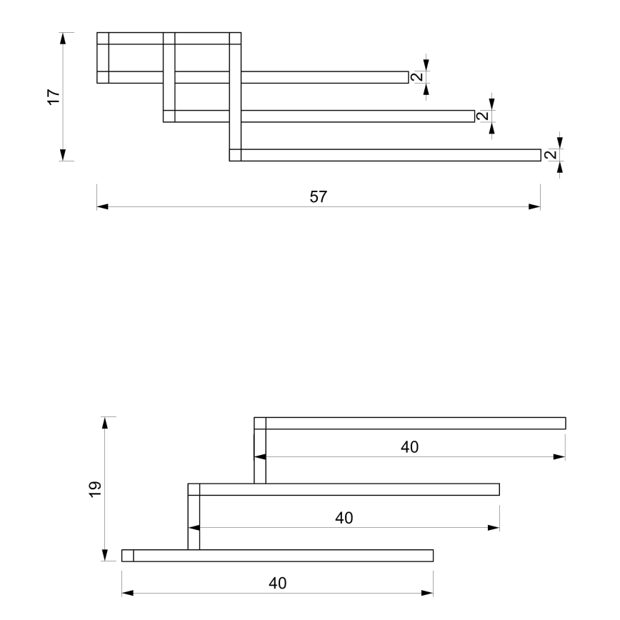 Væghængt håndklædestang 19x58 cm hvid