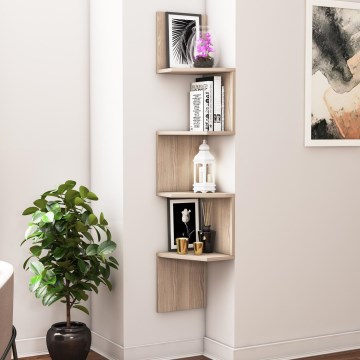 Væghængt hjørnehylde DESALDO 155,2x29,6 cm beige