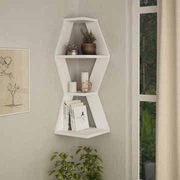 Væghængt hjørnehylde SABLOR 86x30 cm hvid