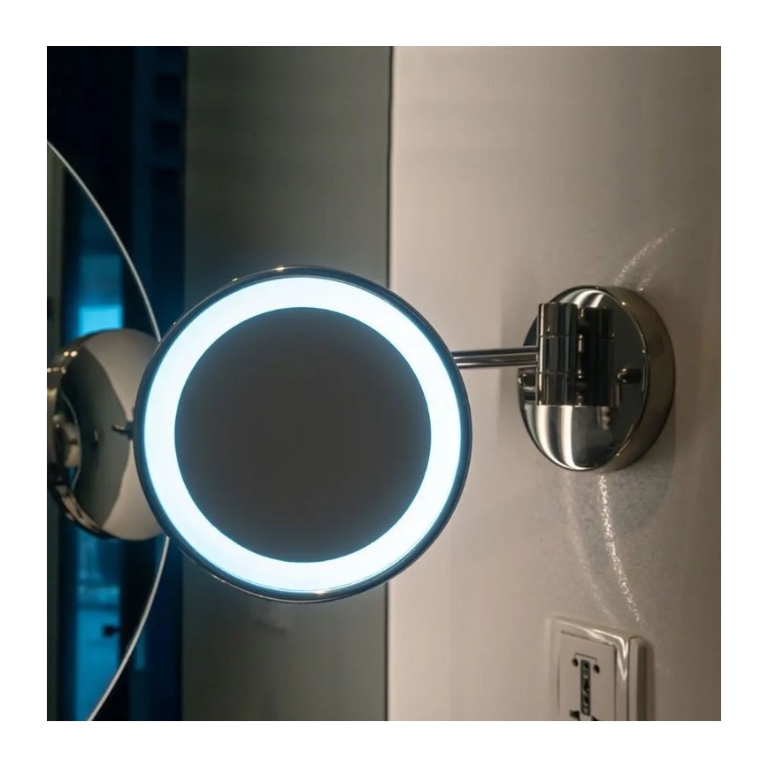 Væghængt LED kosmetikspejl LED/3W/6V 4xAA IP44