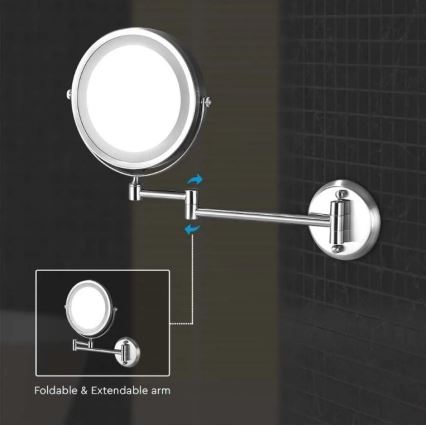 Væghængt LED kosmetikspejl LED/3W/6V 4xAA IP44