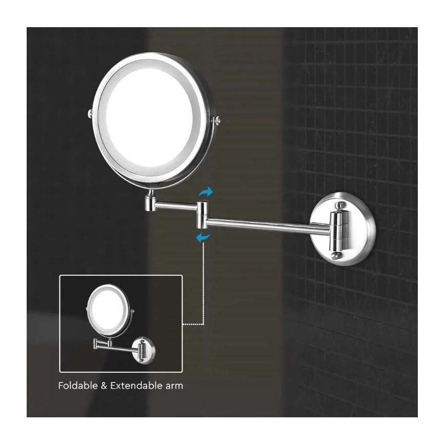 Væghængt LED kosmetikspejl LED/3W/6V 4xAA IP44