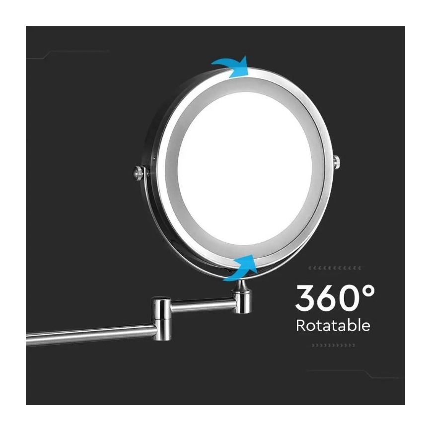 Væghængt LED kosmetikspejl LED/3W/6V 4xAA IP44