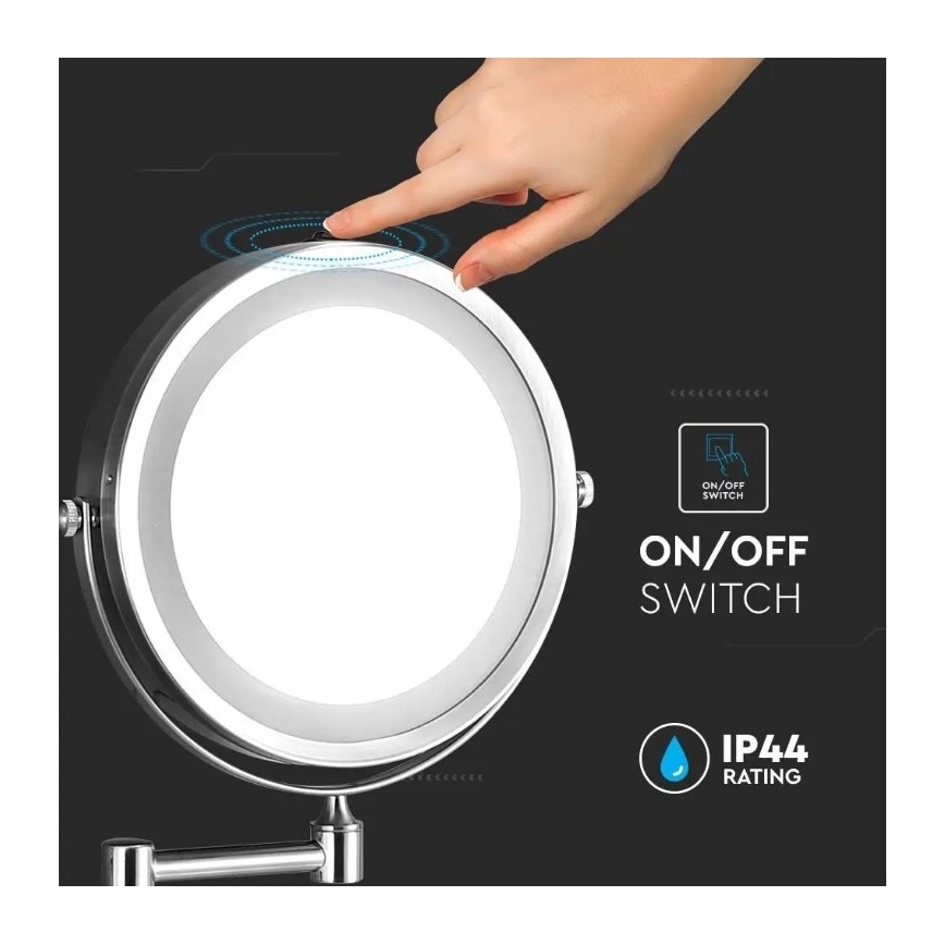 Væghængt LED kosmetikspejl LED/3W/6V 4xAA IP44