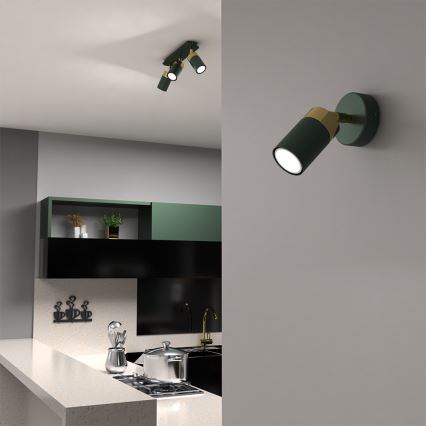 Væghængt spotlampe JOKER 1xGU10/25W/230V grøn/guld