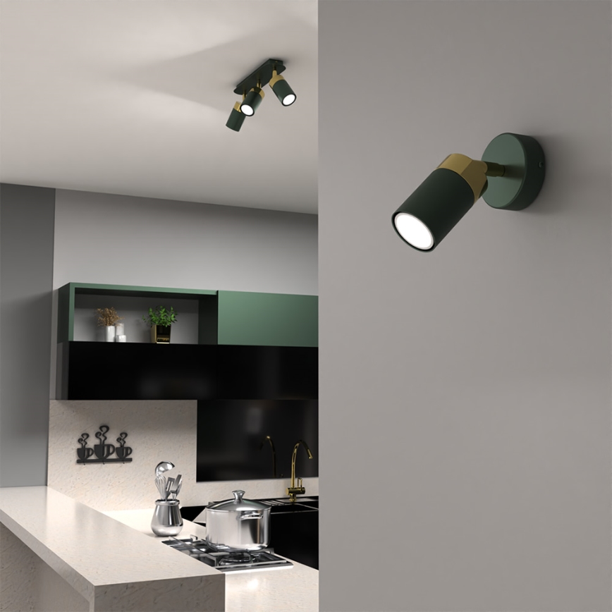 Væghængt spotlampe JOKER 1xGU10/25W/230V grøn/guld