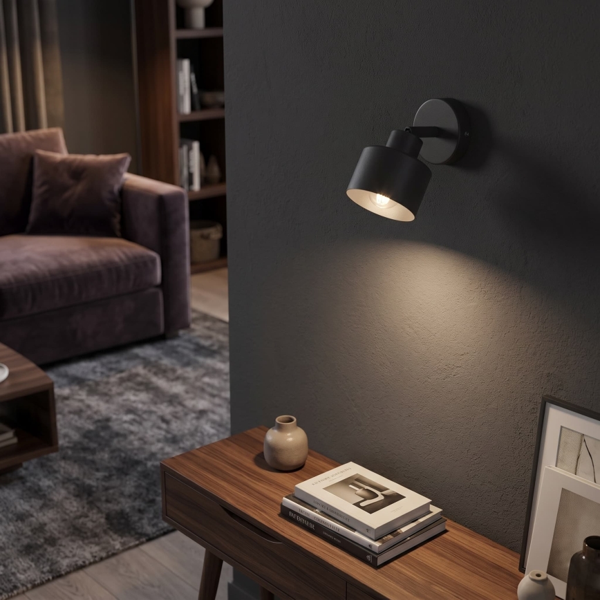 Væghængt spotlampe PARKLA 1xE27/15W/230V sort