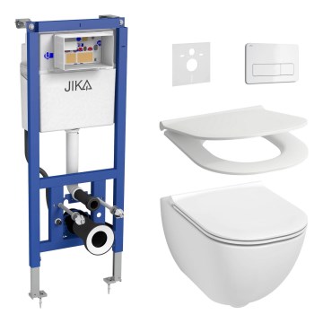 Væghængt toilet MIO Vortex + toiletsæde SoftClose MIO + DUAL skylleknap + indbygningsmodul + isoleringsmåtte