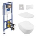 Væghængt toilet SUBWAY + SoftClose-toiletsæde SUBWAY + skylleknap VICONNECT + indbygningsmodul VICONNECT + isoleringsmåtte VICONNECT