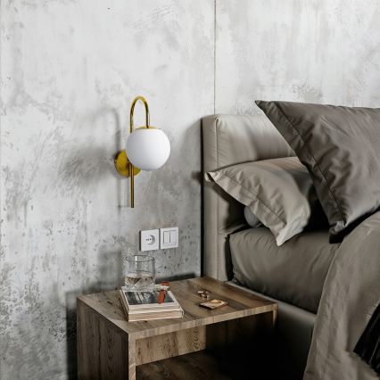 Væglampe 1xE27/40W/230V guld/hvid