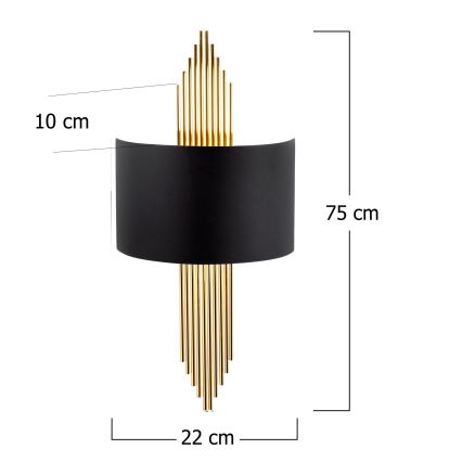 Væglampe 1xE27/40W/230V guld/sort