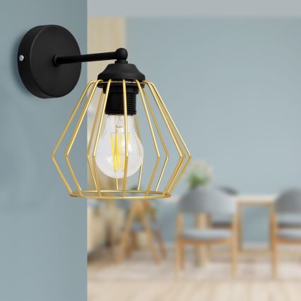 Væglampe AGAT 1xE27/15W/230V gylden/sort