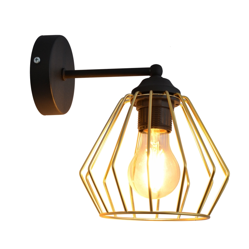 Væglampe AGAT 1xE27/15W/230V gylden/sort