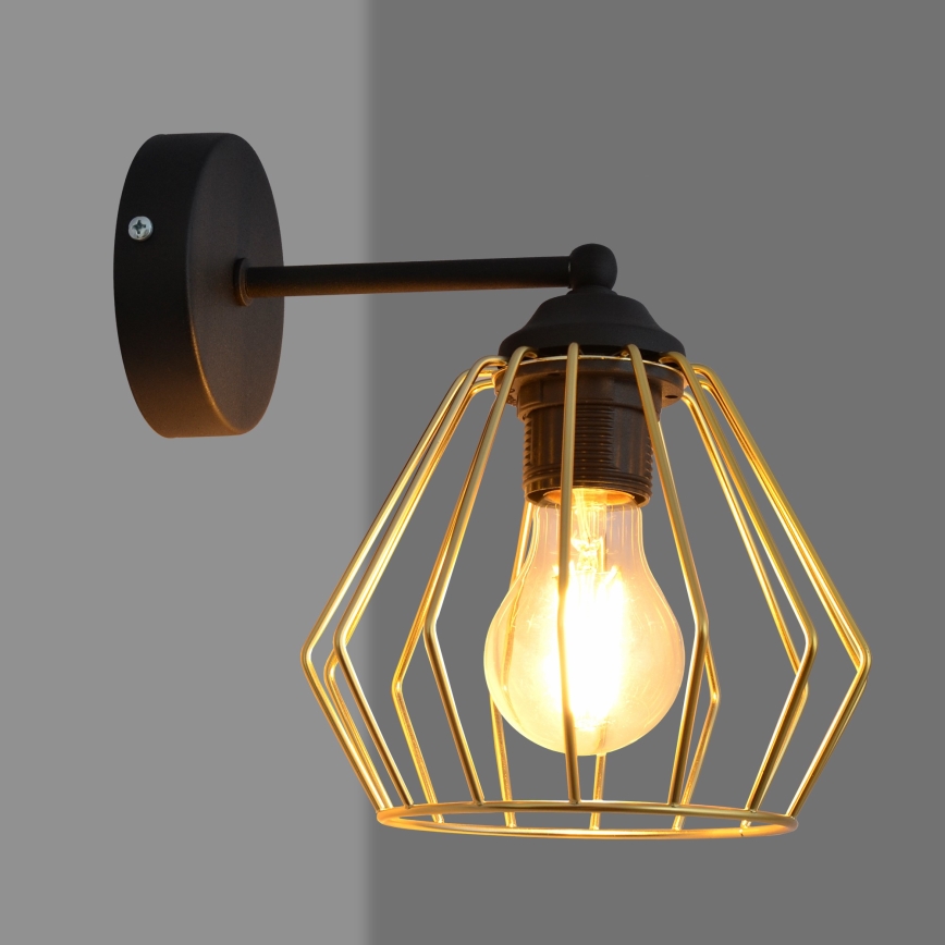 Væglampe AGAT 1xE27/15W/230V gylden/sort