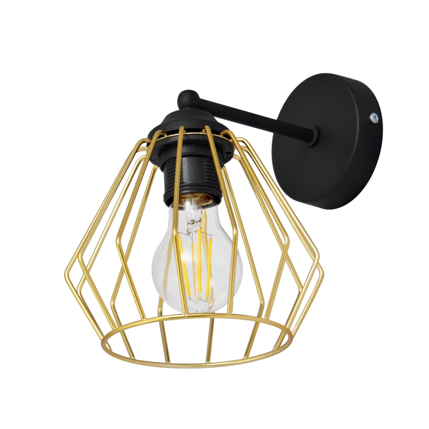 Væglampe AGAT 1xE27/15W/230V gylden/sort