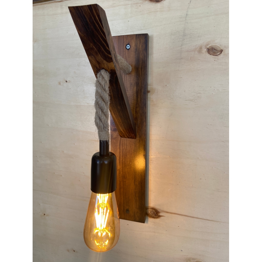 Væglampe AHSAP 1xE27/40W/230V, fyr/valnød